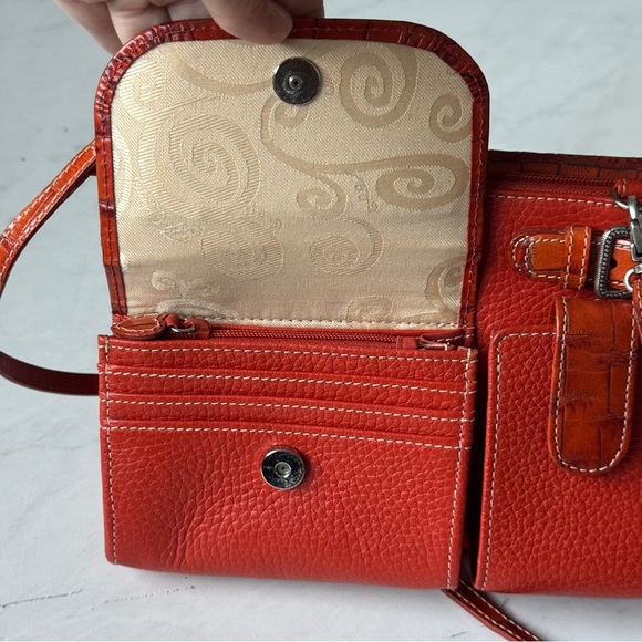 Brighton Burnt Orange Crossbody Organizer Leather Bag near perfect condition - Picture 10 of 12